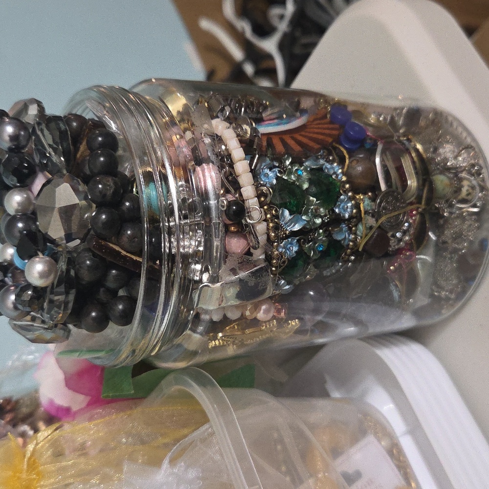 Craft Jar #11 Jewelry Pieces Crafts/Repair | About 60+ Pieces - Picture 2 of 8